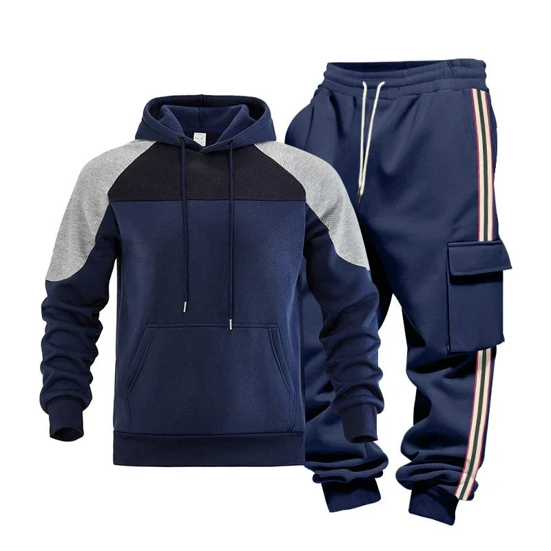 Color-block Hoodie Sweatpants Set | Casual Comfort - ZA-Zola