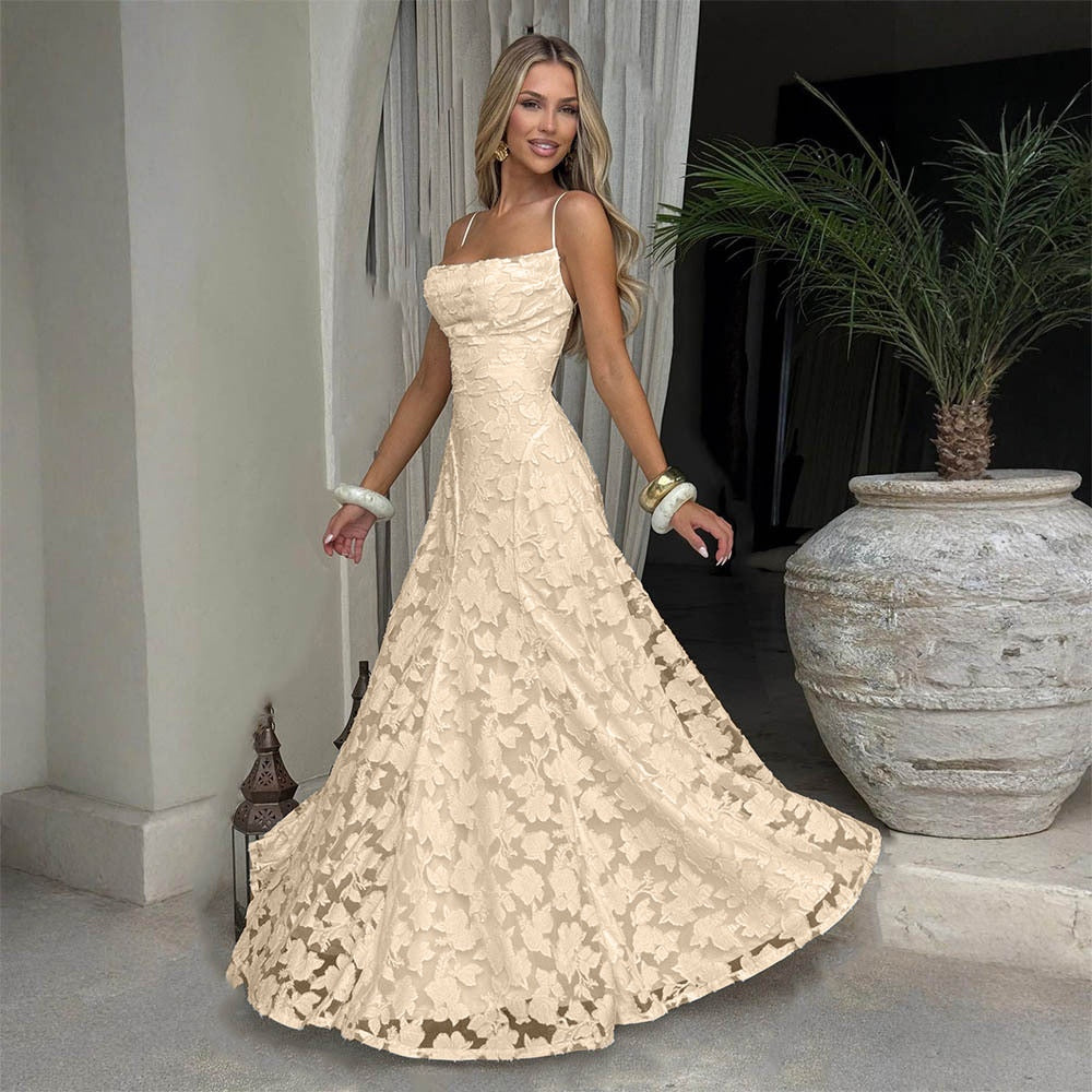 Sexy Sling Chiffon Elegant Backless Dress Women
