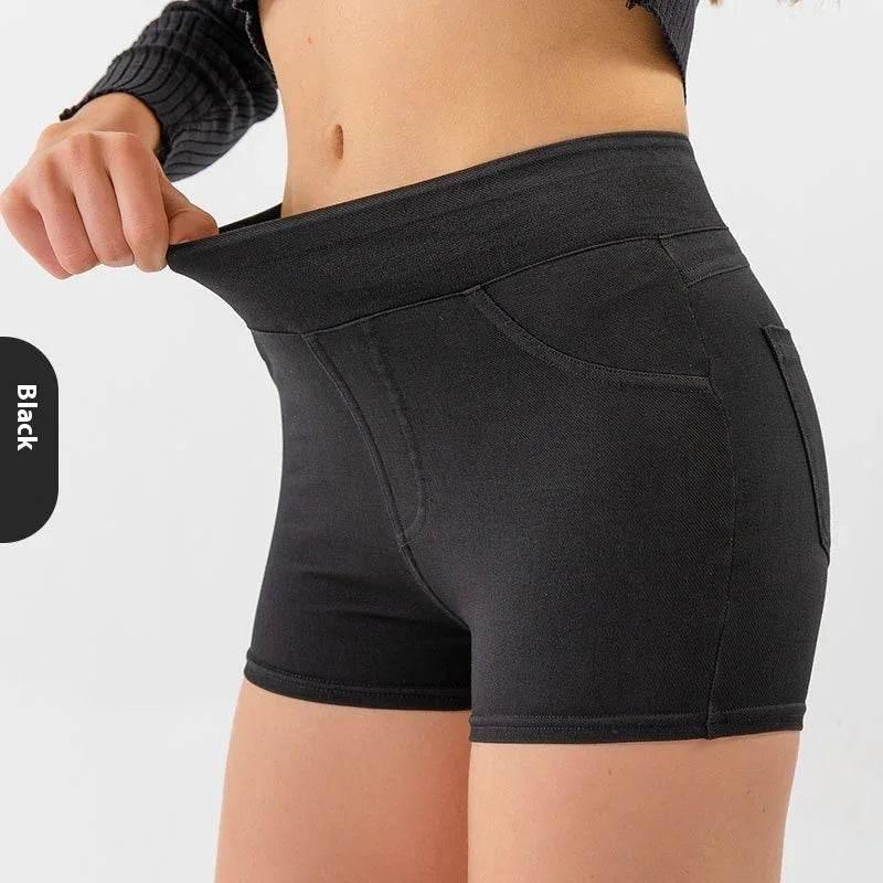High-Waist Hip Lift Yoga Denim Shorts for Women - ZA-Zola