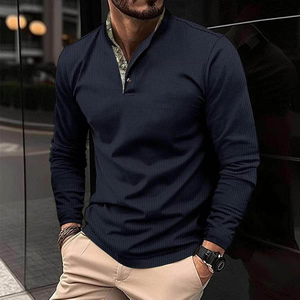 Men's Double Layer Lapel Polo Shirt - Fashion Waffle - ZA-Zola