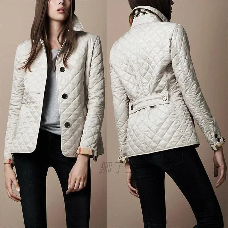 Lapel Cotton Padded Jacket for Women | Elegant Slim Fit Coat - ZA-Zola