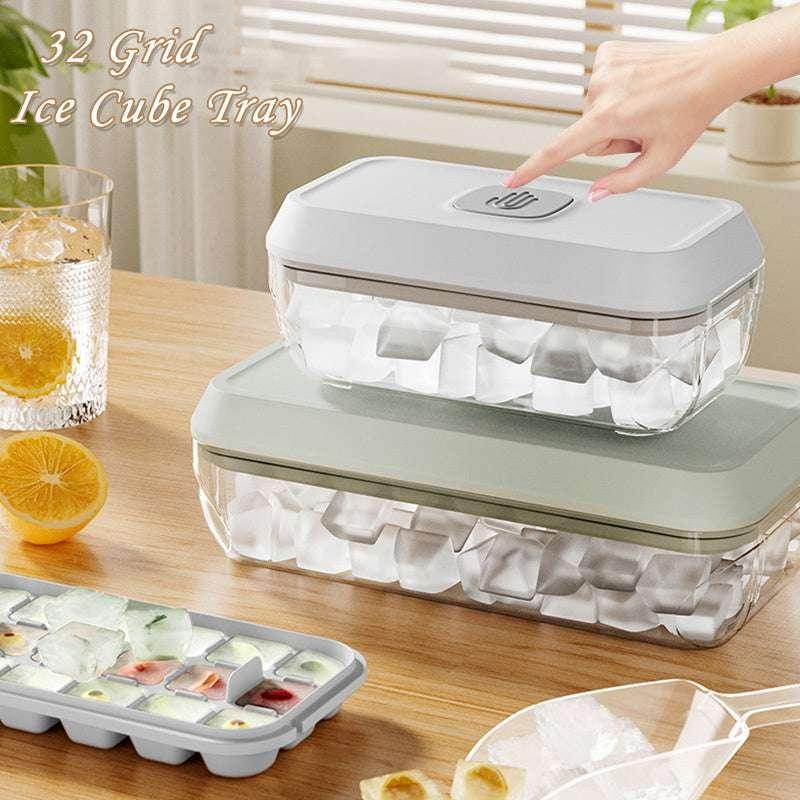 32 Grid Ice Cube Tray with Lid & Shovel – Easy Release - ZA-Zola