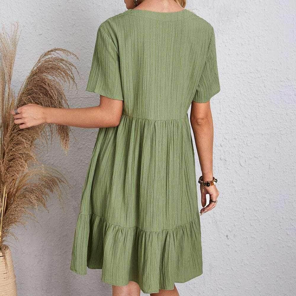 Ruffled V-Neck Summer Dress for Women - ZA-Zola