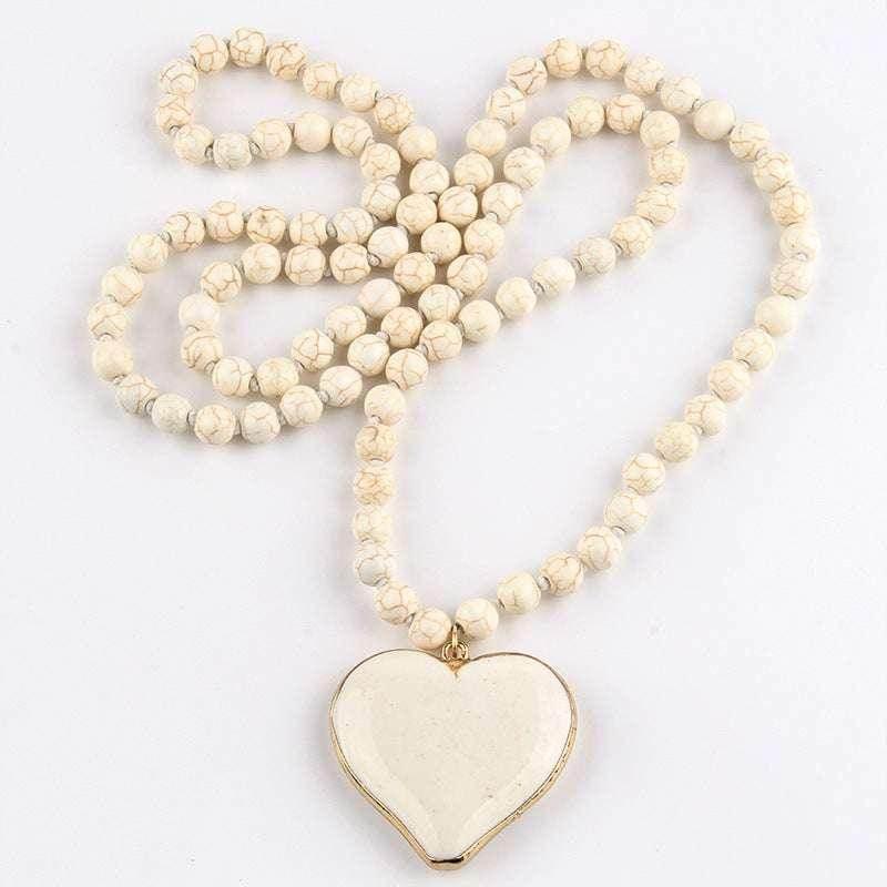 Boho Heart Beaded Necklace – Handmade & Ethnic - ZA-Zola