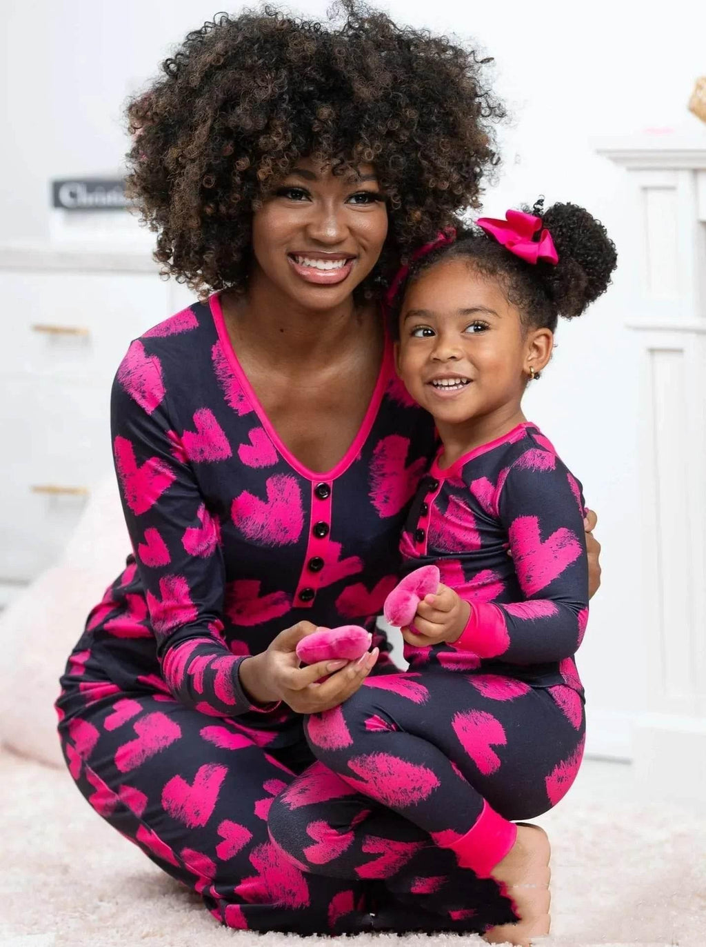 Valentine's Day Parent-child Pajamas | Heart Print Set - ZA-Zola