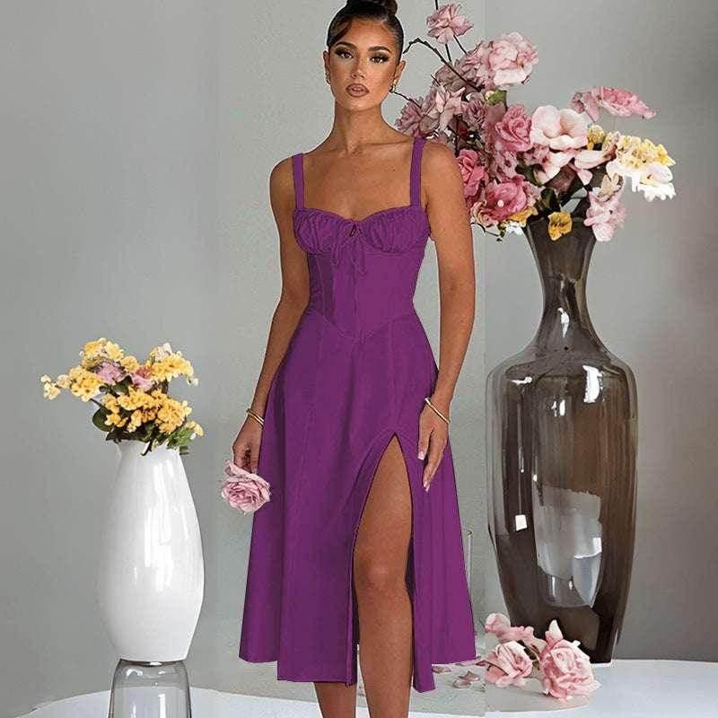 Casual Lace-Up Slim Fit Sling Dress - Elegant Style - ZA-Zola