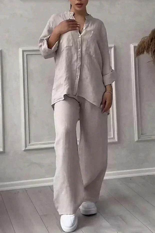 Stand Collar Lace-Up Two-Piece Set for Women - ZA-Zola