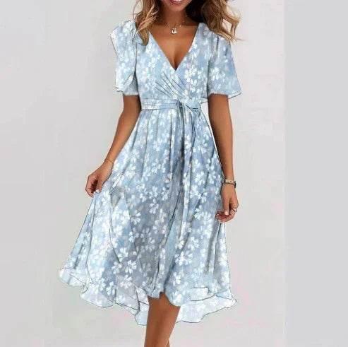Chiffon V-Neck Summer Dress – Light, Feminine Style - ZA-Zola