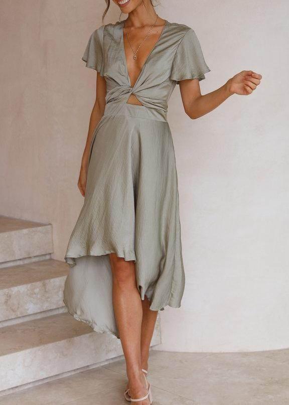 Summer Irregular V-Neck Dress – Light & Breezy - ZA-Zola