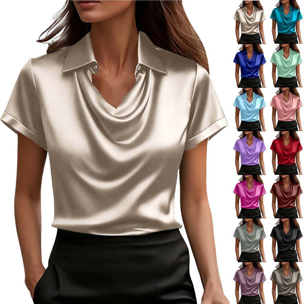 Solid Lapel Summer Casual Shirt | Women Fashion