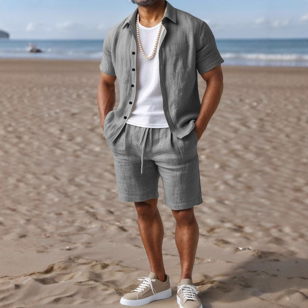 Men's Linen Button-Up Shirt - Casual Loose-Fit | Summer