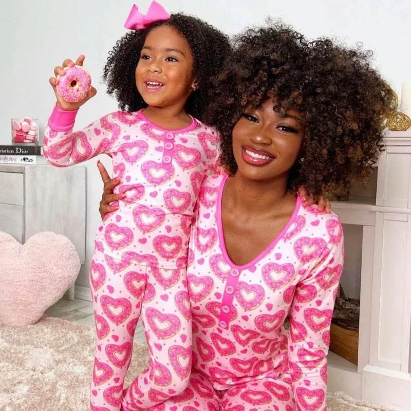 Valentine's Day Parent-child Pajamas | Heart Print Set - ZA-Zola