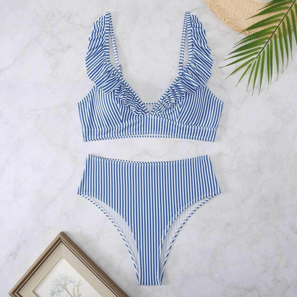 Retro Striped Bikini Set – Vacation Swimwear - ZA-Zola