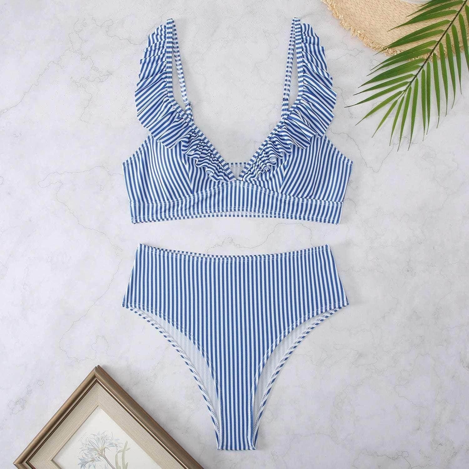 Retro Striped Bikini Set – Vacation Swimwear - ZA-Zola
