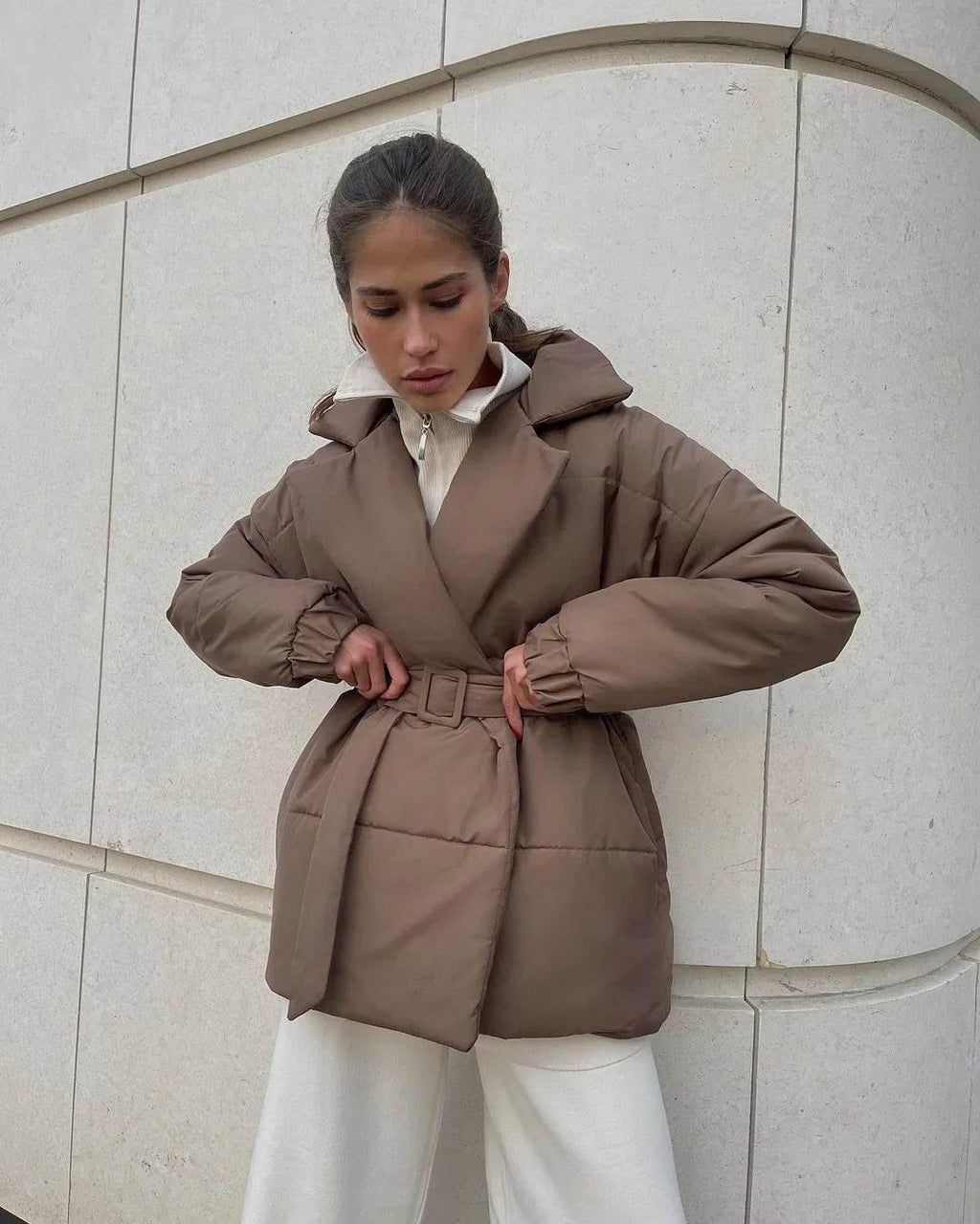 Winter Lapel Waisted Cotton Coat – Stylish Slim Overcoat | Buy Now! - ZA-Zola