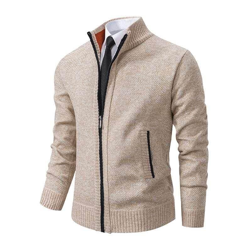 Men's Solid Color Stand Collar Cardigan Sweater Coat - ZA-Zola