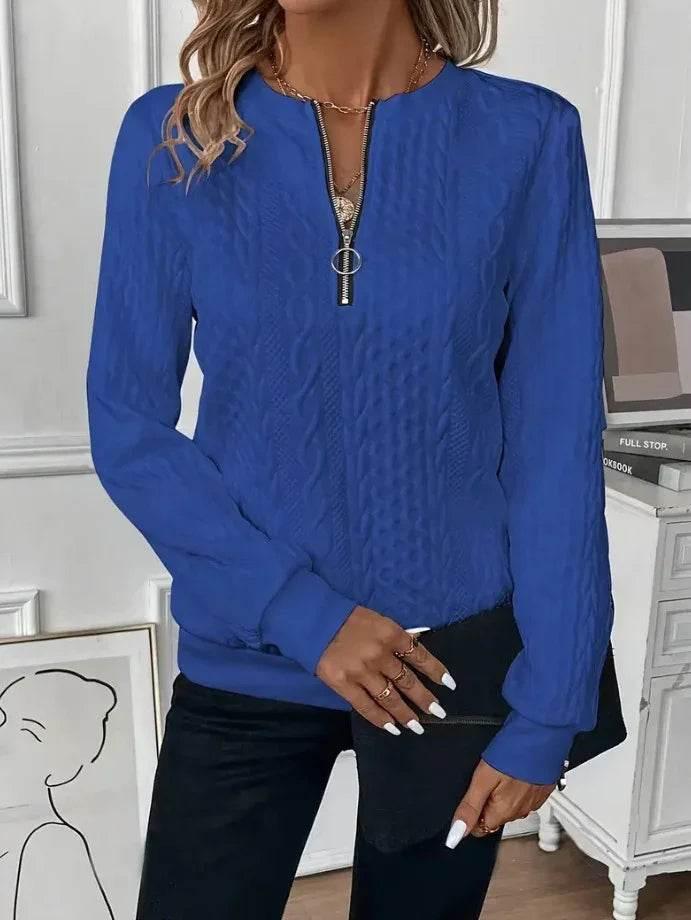 ✨ Solid Color Zipper Pullover – Shop Now! - ZA-Zola