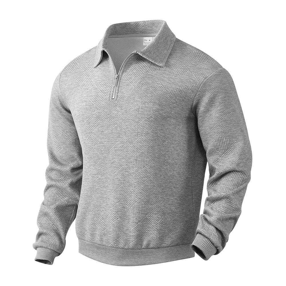 Lapel Jacquard Half-Zipper Sweatshirt - Stylish Men's Tops - ZA-Zola