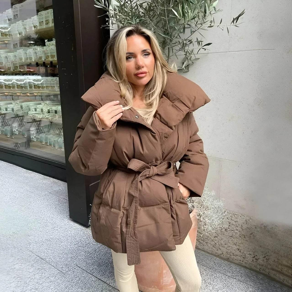 Loose Lace-up Women’s Fashion Coat | Stylish Long Cotton Outerwear - ZA-Zola