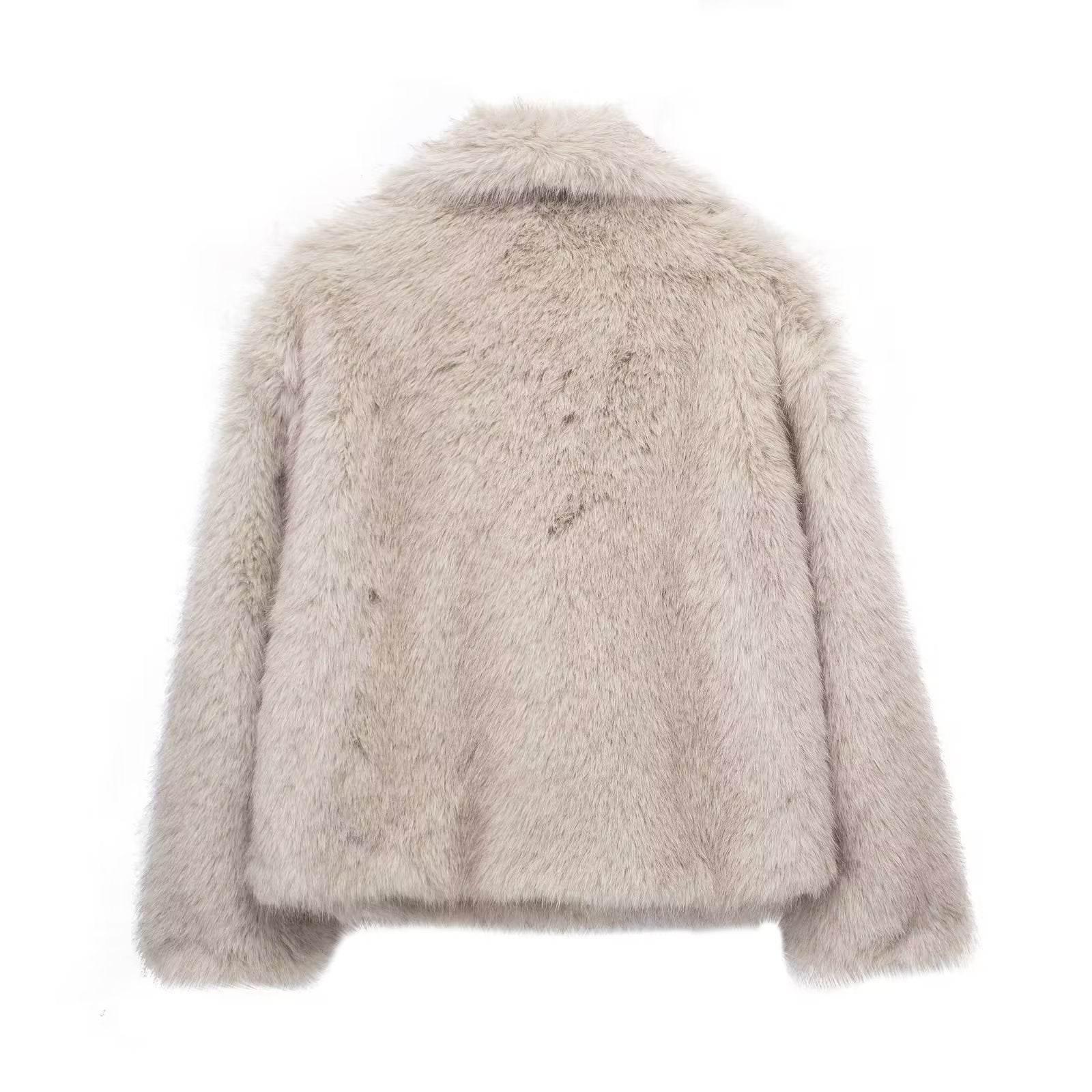 Winter Plush Coat for Women | Fluffy Warm Lapel Jacket - ZA-Zola