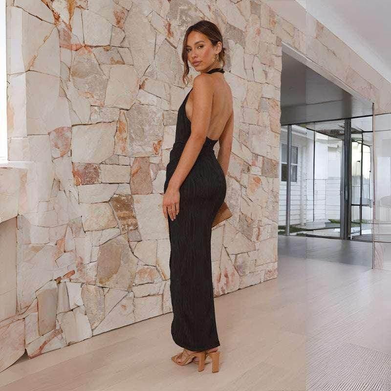 Halter Split Long Dress – Summer Slim Fit Backless Dress - ZA-Zola