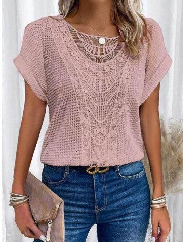 Hollow-Out Ethnic Style T-Shirt for Women - ZA-Zola
