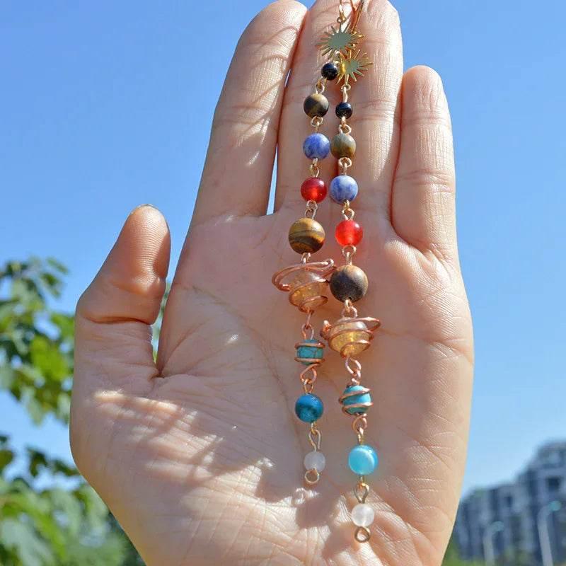 Handmade Earth & Saturn Earrings - Unique Cosmic Jewelry - ZA-Zola