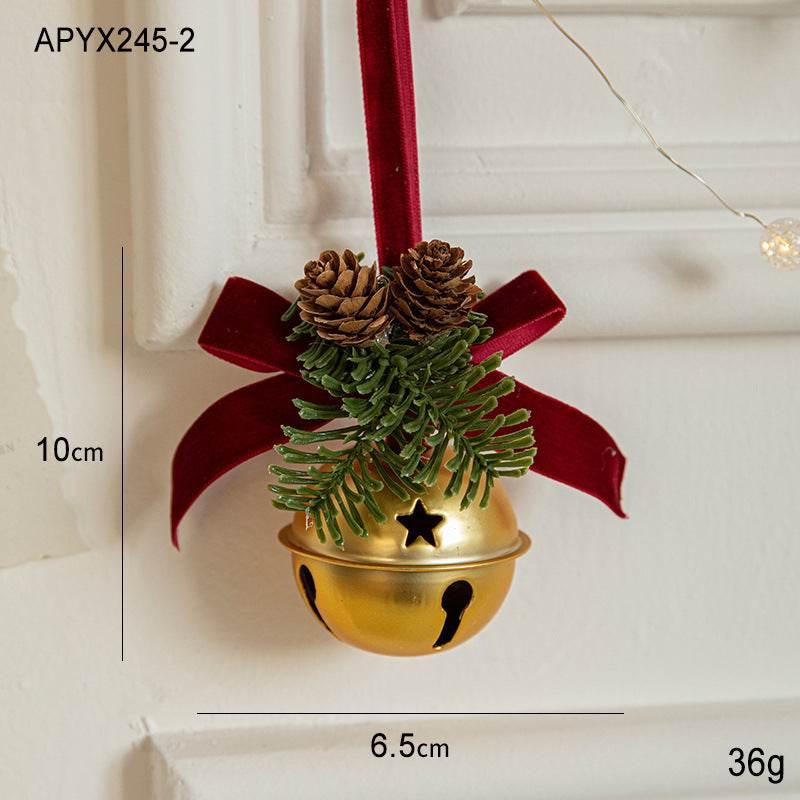 Christmas Bell Ornament Velvet Bow Hanging Decoration - ZA-Zola