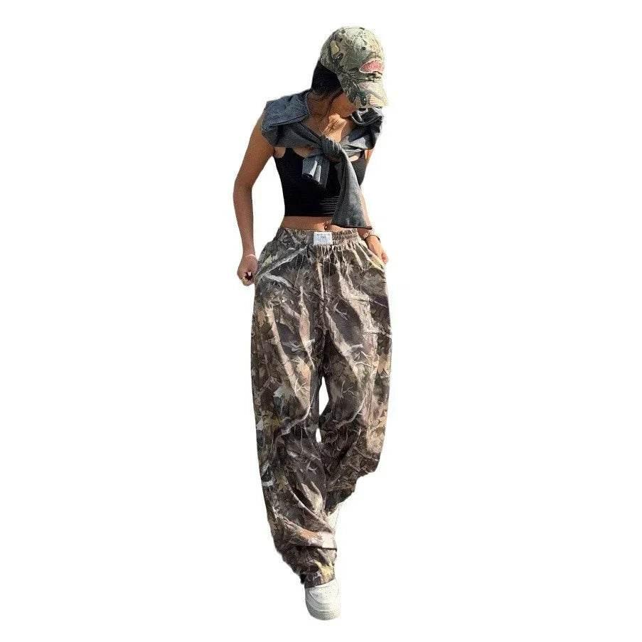 Women’s Y2K Camo Cargo Pants with Pockets - ZA-Zola