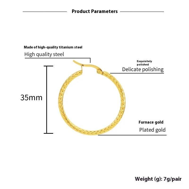 18K Gold-Plated Round Emboss Earrings for Women - ZA-Zola