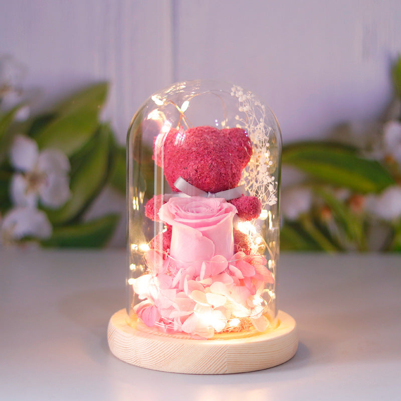 Eternal Rose Teddy Bear Gift | Romantic Valentine’s Day Decor
