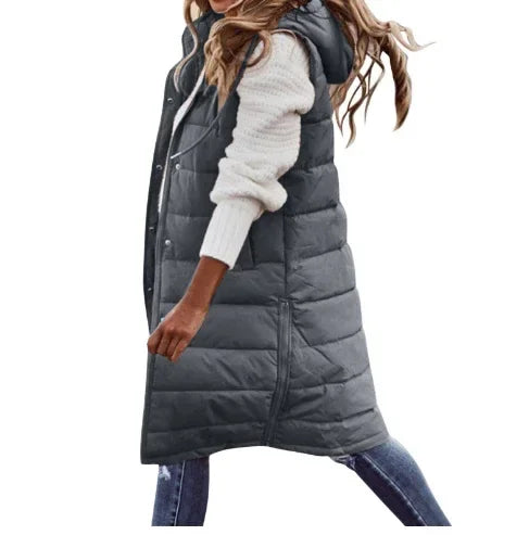 Women Sleeveless Down Jacket – Long Winter Puffer Coat - ZA-Zola