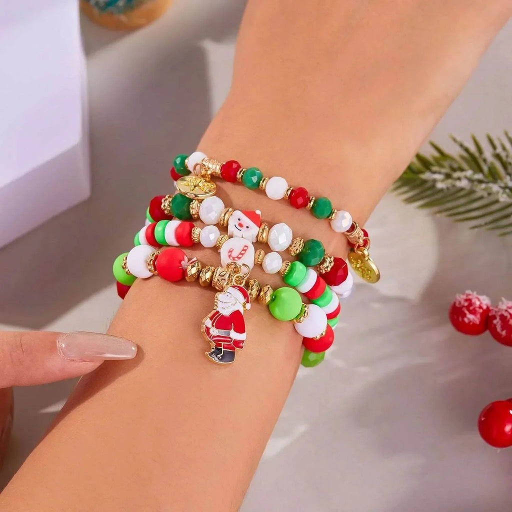 Handmade Christmas Snowman Beaded Bracelet – Festive Jewelry - ZA-Zola