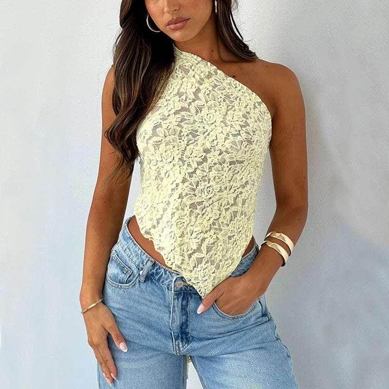 Lace Backless Asymmetrical Streetwear Top - ZA-Zola