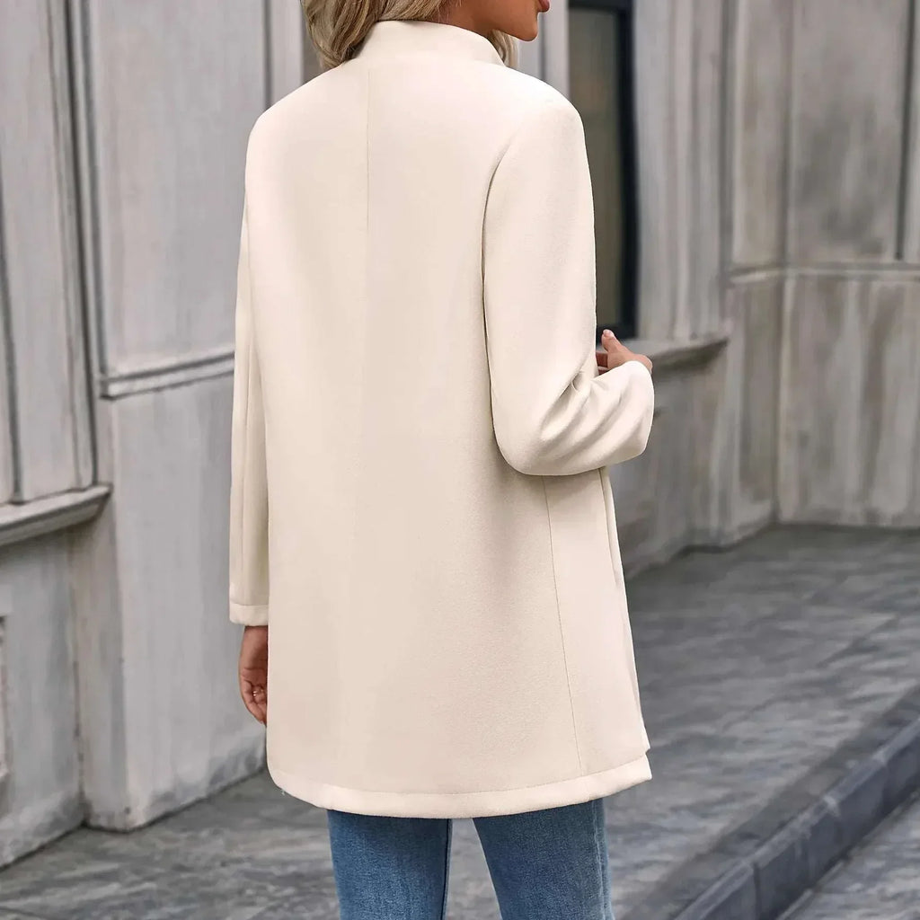 Women Slim Fit Wool Coat – Elegant Lapel Winter Style - ZA-Zola
