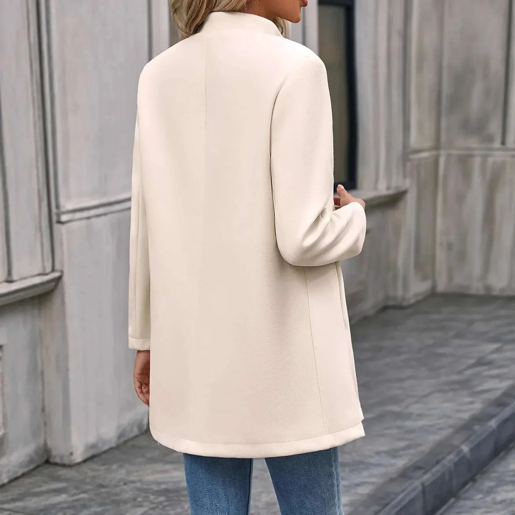 Women Slim Fit Wool Coat – Elegant Lapel Winter Style - ZA-Zola