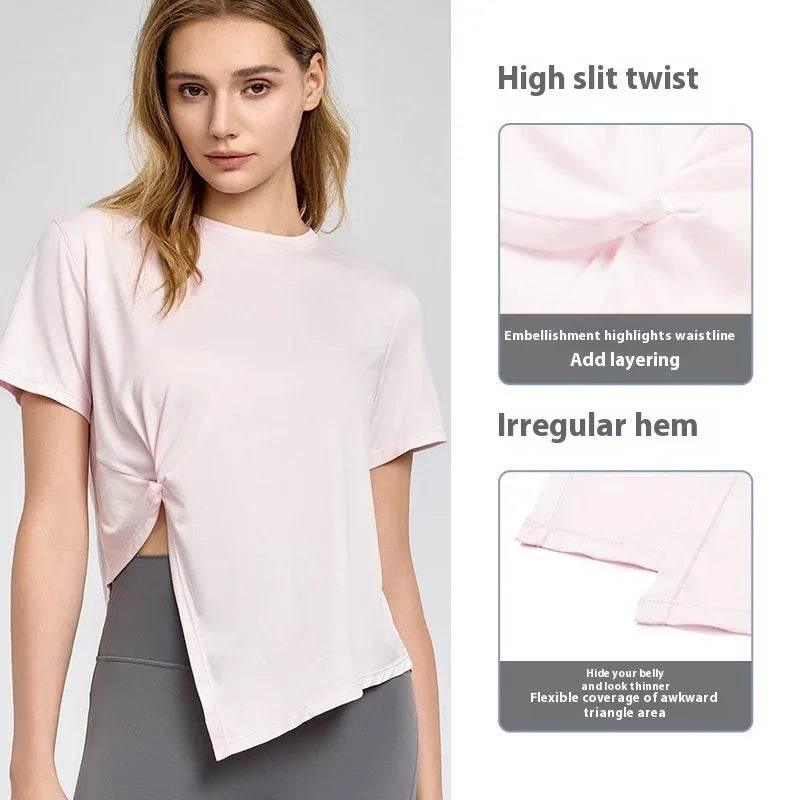 Breathable Yoga Top - Loose Fit, Split Hem Design - ZA-Zola