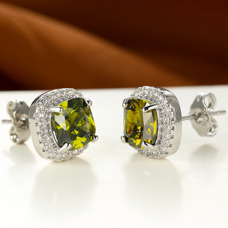 Minimalist Emerald Zircon Studs | Multi-Color Unisex
