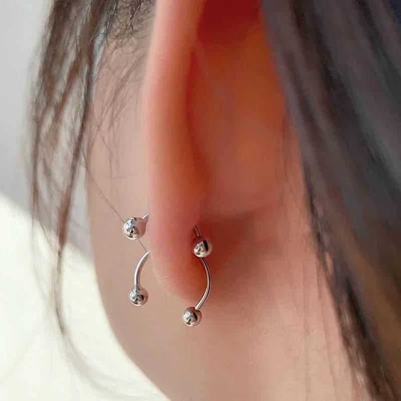 Titanium Steel Double-Sided Ball Stud Earrings – Modern Jewelry - ZA-Zola