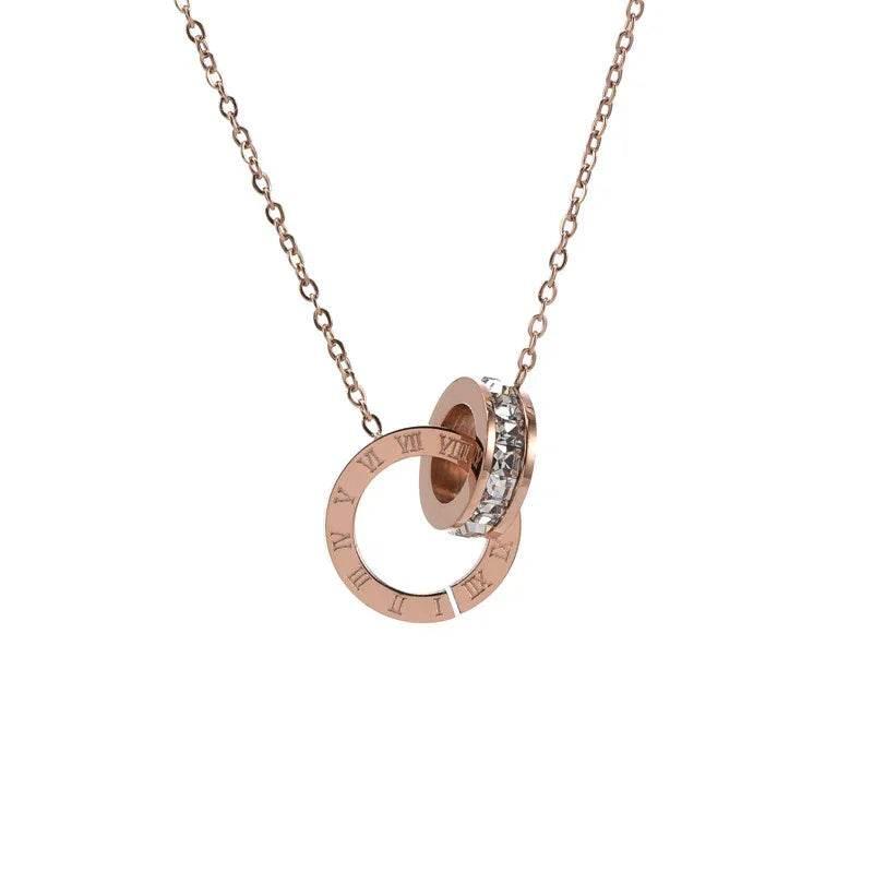 Roman Numeral Diamond Pendant Necklace Women - ZA-Zola