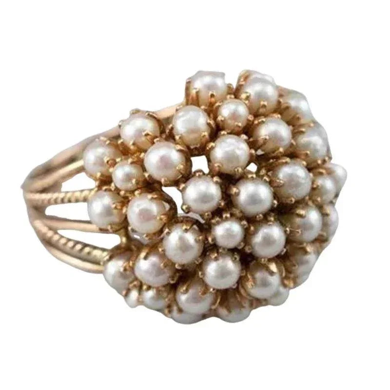 Hollow Cutout Pearl Ring in Gold – Unisex Style - ZA-Zola