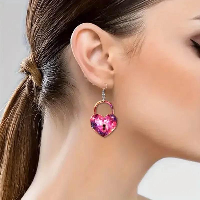 Romantic Heart Lock Key Earrings - Shop Now! - ZA-Zola