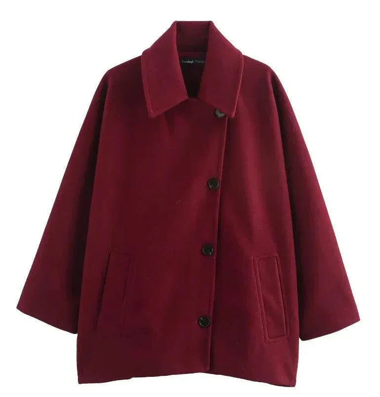 Buy Winter Wool Blend Batwing Sleeve Overcoat - Elegant - ZA-Zola