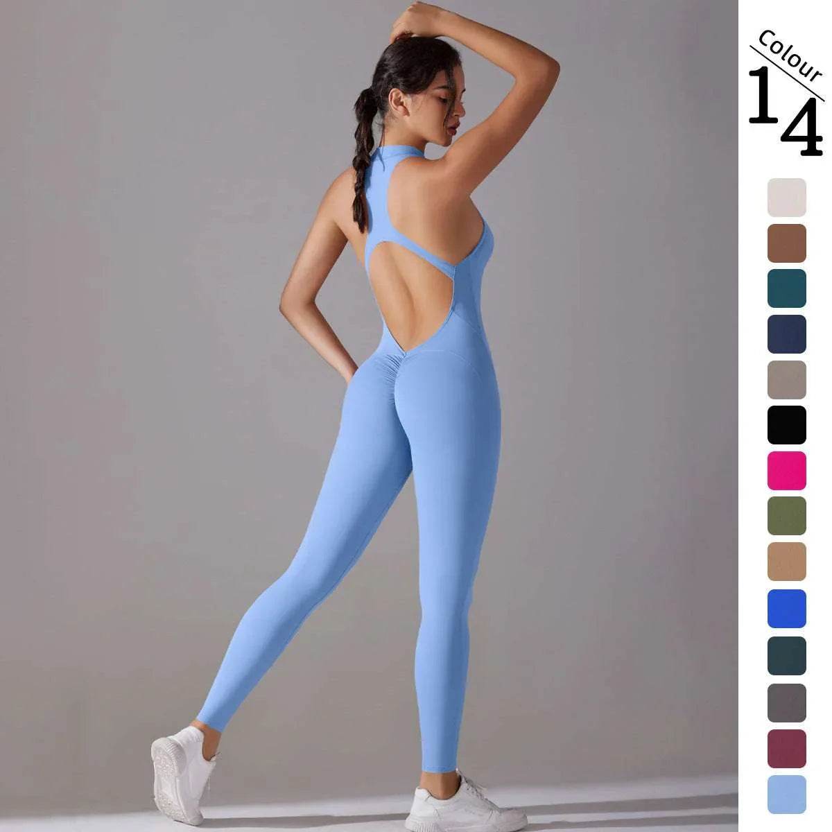 Solid Beauty-Back Jumpsuit for Women – Yoga & Fitness Bodysuit - ZA-Zola
