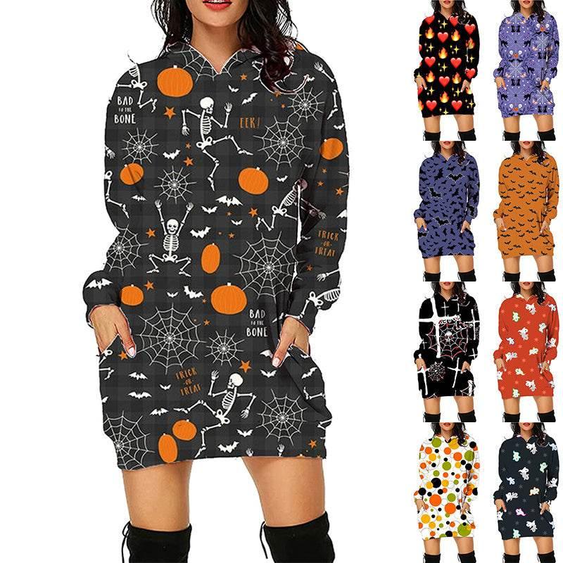 Halloween Print Hoodie Dress | ZA-Zola Women’s - ZA-Zola