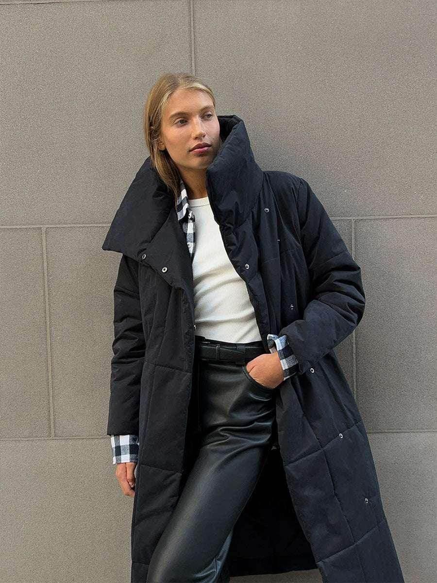 Chic Large Lapel Long Coat – Warm Winter Jacket for Women - ZA-Zola