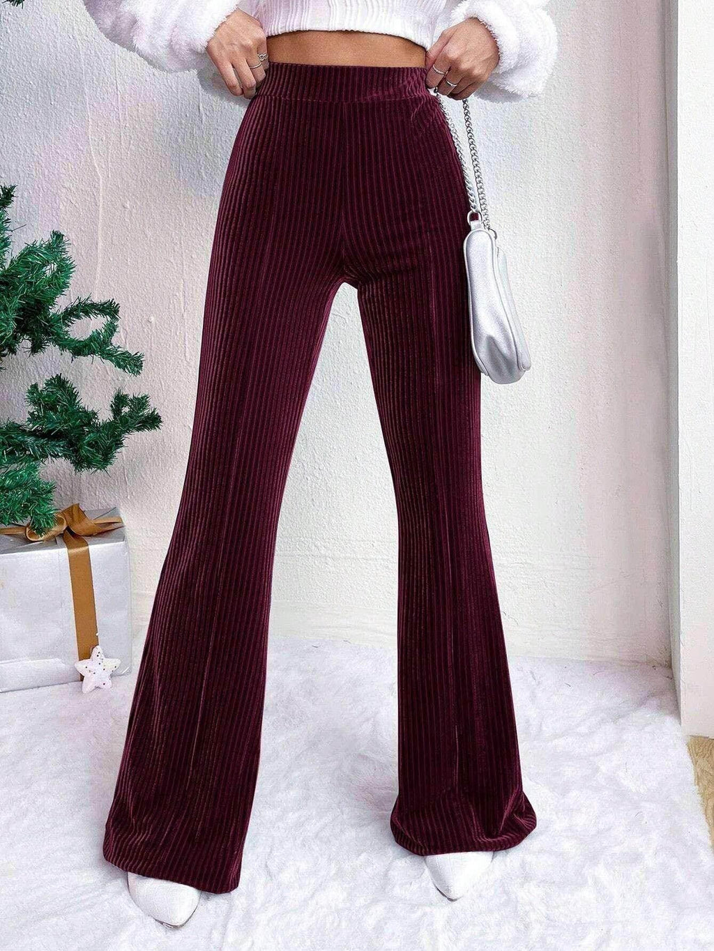 High Waist Corduroy Bell-Bottom Pants - ZA-Zola