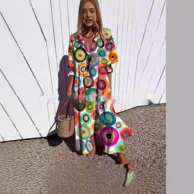 Printed Casual Pullover Dress – Commute Chic - ZA-Zola