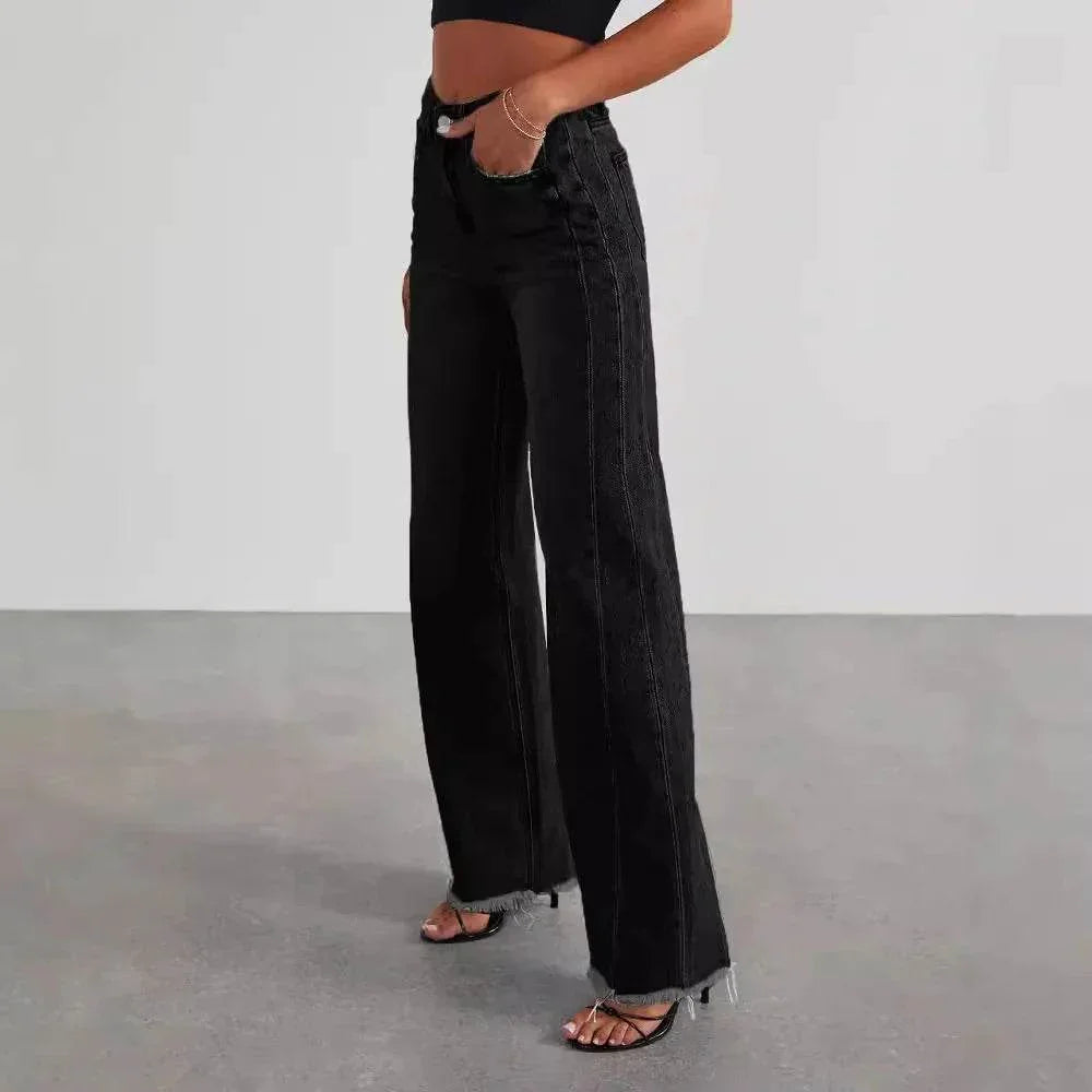 High Waist Straight Jeans with Pockets – Women - ZA-Zola