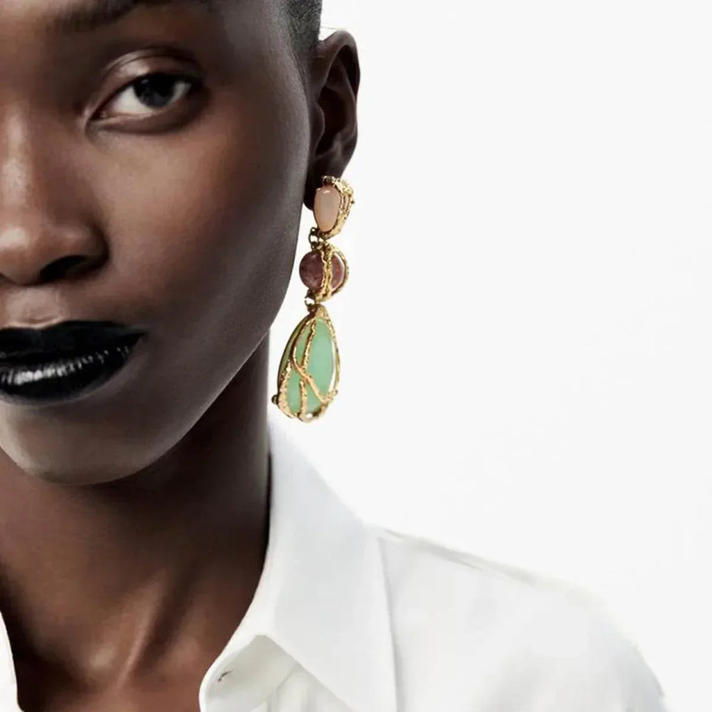 Geometric Water Drop Earrings – Shop Now in Gold! - ZA-Zola